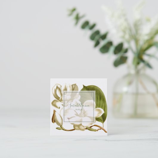 White Magnolias Floral Visitekaartje (Staand voorkant)