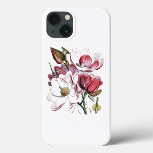 White Magnolias Flower  Old Illustration Case-Mate iPhone Case (Achterkant)