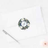 White Magnolias Monogram Initiaal Ronde Sticker (Envelop)