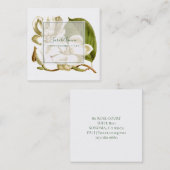 White Magnolias Monogrammed Floral Vierkante Visitekaartje (Voorkant / Achterkant)