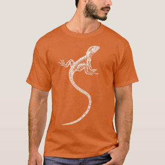 White Majestic Australian Water Dragon Line Art re T-shirt
