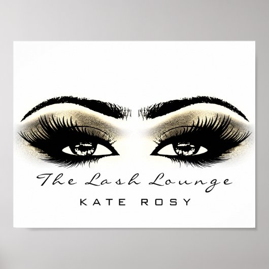 White Makeup Beauty Studio Lashes Salon Gold Poster (Voorkant)