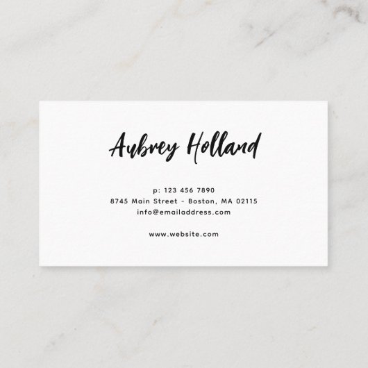 White Makeup & Nails White Script 2-foto's Visitekaartje (Achterkant)