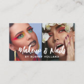 White Makeup & Nails White Script 2-foto's Visitekaartje (Voorkant)