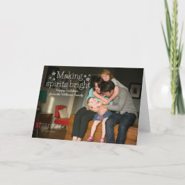 White Making Spirits Bright Holiday Photo Card Feestdagen Kaart