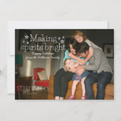 White Making Spirits Bright Holiday Photo Card Feestdagenkaart (Voorkant)