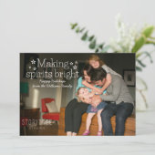 White Making Spirits Bright Holiday Photo Card Feestdagenkaart (Staand voorkant)