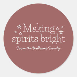 White Making Spirits Bright Holiday Stickers