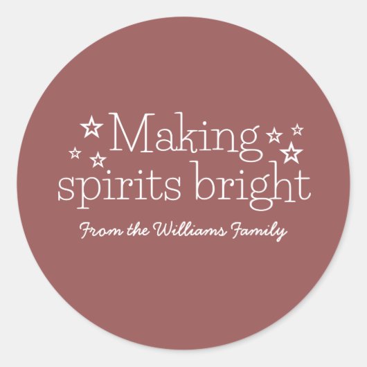 White Making Spirits Bright Holiday Stickers (Voorkant)