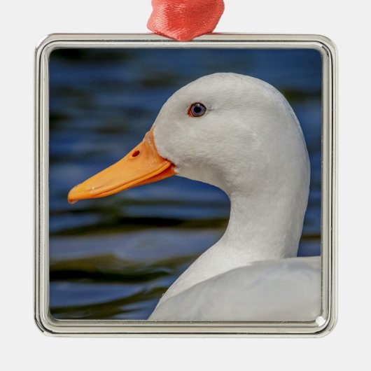 White Mallard Duck Metalen Ornament (Voorkant)
