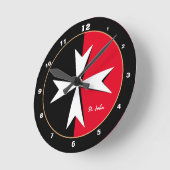 White Maltese Cross & Malta flag decor / messghts Ronde Klok (Hoek)