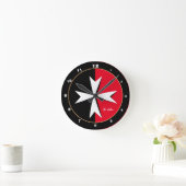 White Maltese Cross & Malta flag decor / messghts Ronde Klok (Huis)