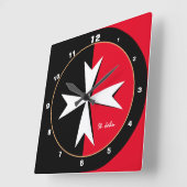 White Maltese Cross & Malta flag, house / messghts Vierkante Klok (Hoek)