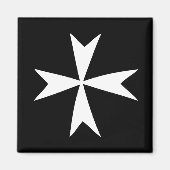 White Maltese Cross & Malta flag/knight symbol BL Magneet (Voorkant)