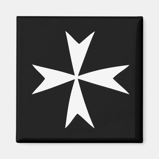 White Maltese Cross & Malta flag/knight symbol BL Magneet (Voorkant)