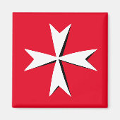 White Maltese Cross & Malta flag/knight symbol RD Magneet (Voorkant)