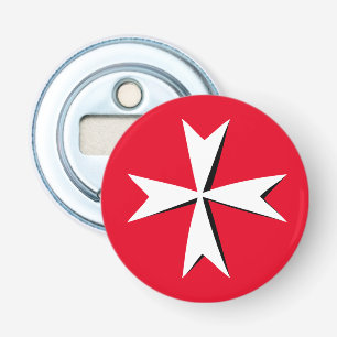 White Maltese Cross & Malta flag mode symbol Button Flesopener