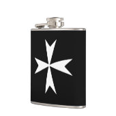 White Maltese Cross & Malta flag mode symbol Heupfles (Links)