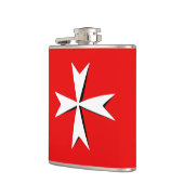 White Maltese Cross & Malta flag mode symbol Heupfles (Links)