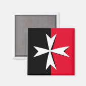 White Maltese Cross & Malta flag mode symbol Magneet (Voorkant / Achterkant)