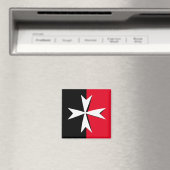 White Maltese Cross & Malta flag mode symbol Magneet (Insitu (Vaatwasser))