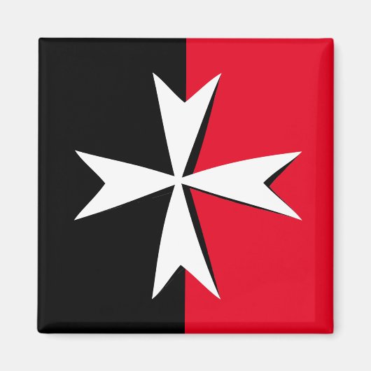 White Maltese Cross & Malta flag mode symbol Magneet (Voorkant)