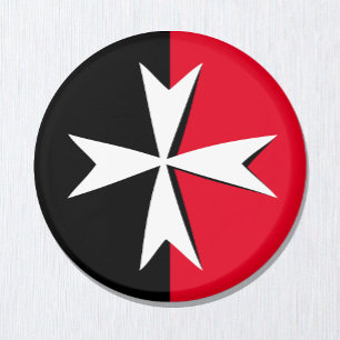 White Maltese Cross & Malta flag mode symbol Magneet