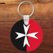 White Maltese Cross & Malta flag mode symbol Sleutelhanger (Voorkant)