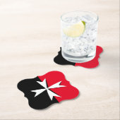 White Maltese Cross & Malta flag symbol / messghts Kartonnen Onderzetters (Insitu)