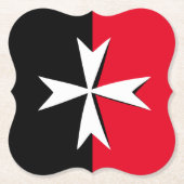 White Maltese Cross & Malta flag symbol / messghts Kartonnen Onderzetters (Voorkant)