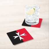 White Maltese Cross & Malta flag symbol / messghts Kartonnen Onderzetters (Insitu)