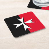White Maltese Cross & Malta flag symbol / messghts Kartonnen Onderzetters (Schuin)