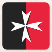 White Maltese Cross & Malta flag symbol / messghts Kartonnen Onderzetters (Voorkant)