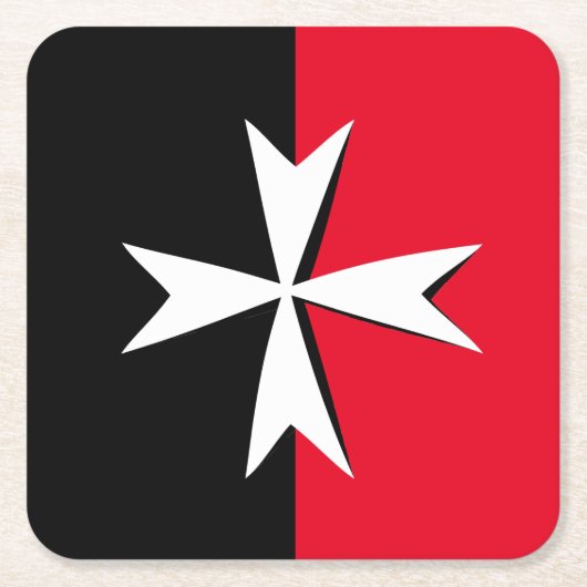 White Maltese Cross & Malta flag symbol / messghts Kartonnen Onderzetters (Voorkant)