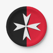White Maltese Cross & Malta flag symbol / messghts Papieren Bordje (Voorkant)
