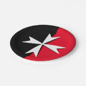 White Maltese Cross & Malta flag symbol / messghts Papieren Bordje (Gekanteld)