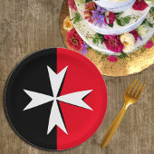 White Maltese Cross & Malta flag symbol / messghts Papieren Bordje