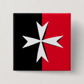 White Maltese Cross & Malta flag symbol / messghts Vierkante Button 5,1 Cm (Voorkant)