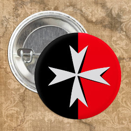 White Maltese Cross, St. John, Malta flag/messghts Ronde Button 3,2 Cm