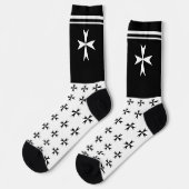 White Maltese Cross, St. John, Malta flag / symbol Sokken (Links)