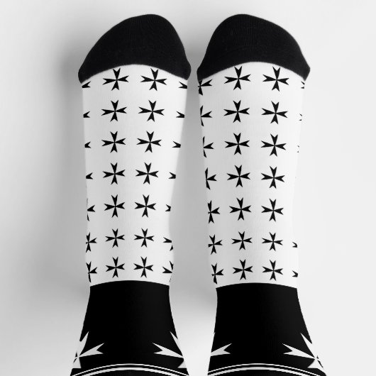 White Maltese Cross, St. John, Malta flag / symbol Sokken (Top)