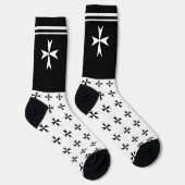 White Maltese Cross, St. John, Malta flag / symbol Sokken (Rechts)