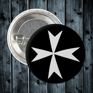 White Maltese Cross, St. John, Maltese vlag Ronde Button 3,2 Cm