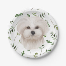 White Maltese Dog Greenery Boho Baby shower