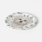 White Maltese Dog Greenery Boho Baby shower Papieren Bordje (Gekanteld)