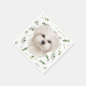 White Maltese Greenery Boho Baby shower Servet (Hoek)