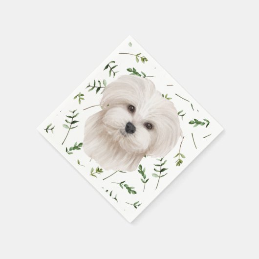 White Maltese Greenery Boho Baby shower Servet (Hoek)
