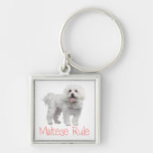 White Maltese Puppy Dog Custom Sleutelhanger (Voorkant)