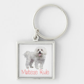 White Maltese Puppy Dog Custom Sleutelhanger