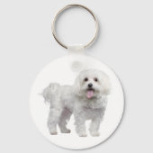 White Maltese Puppy Dog Custom Sleutelhanger (Voorkant)
